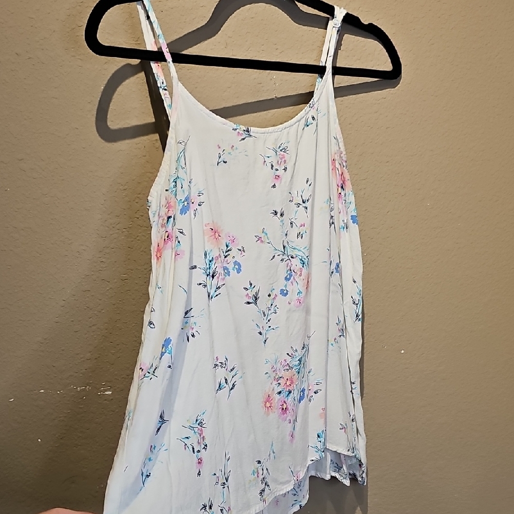 Wet Seal White Floral Scoop Neck Tank Top Size Large